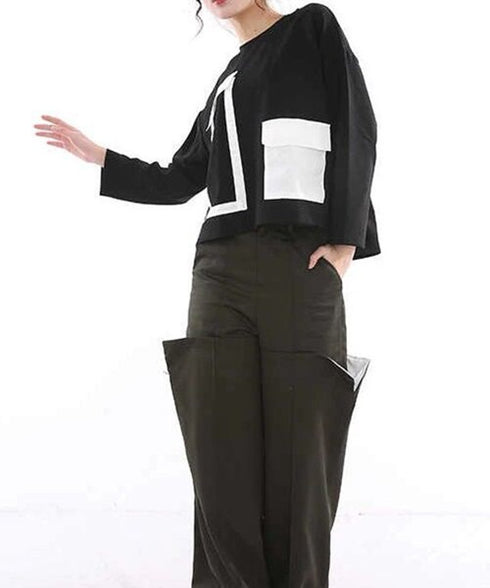 Geometric Panel Graphic Long Sleeve Top